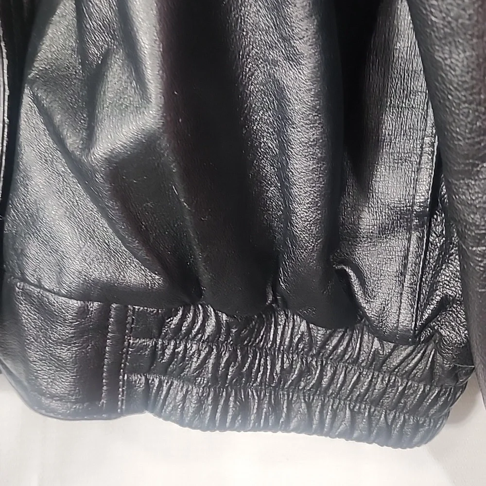Burk's Bay Men's Black Leather Bomber Jacket. XL - Picture 6 of 13